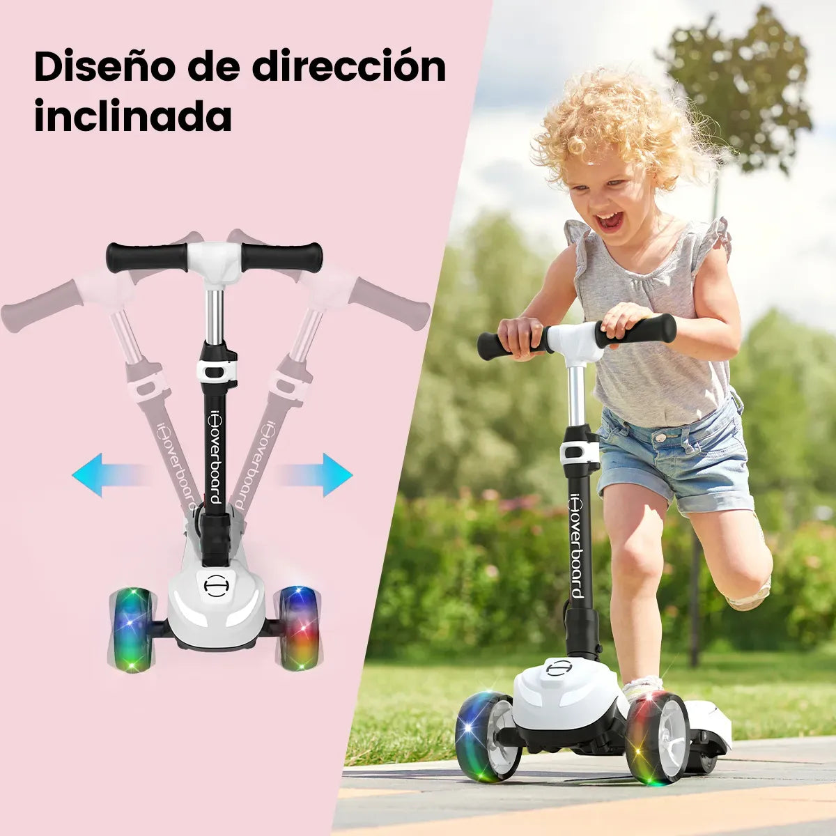 Scooter Eléctrico Patín Plegable B1 iScooter Para Niños 8km/h Motor 80w Con Luz Led Color Blanco Edad 3-7 años