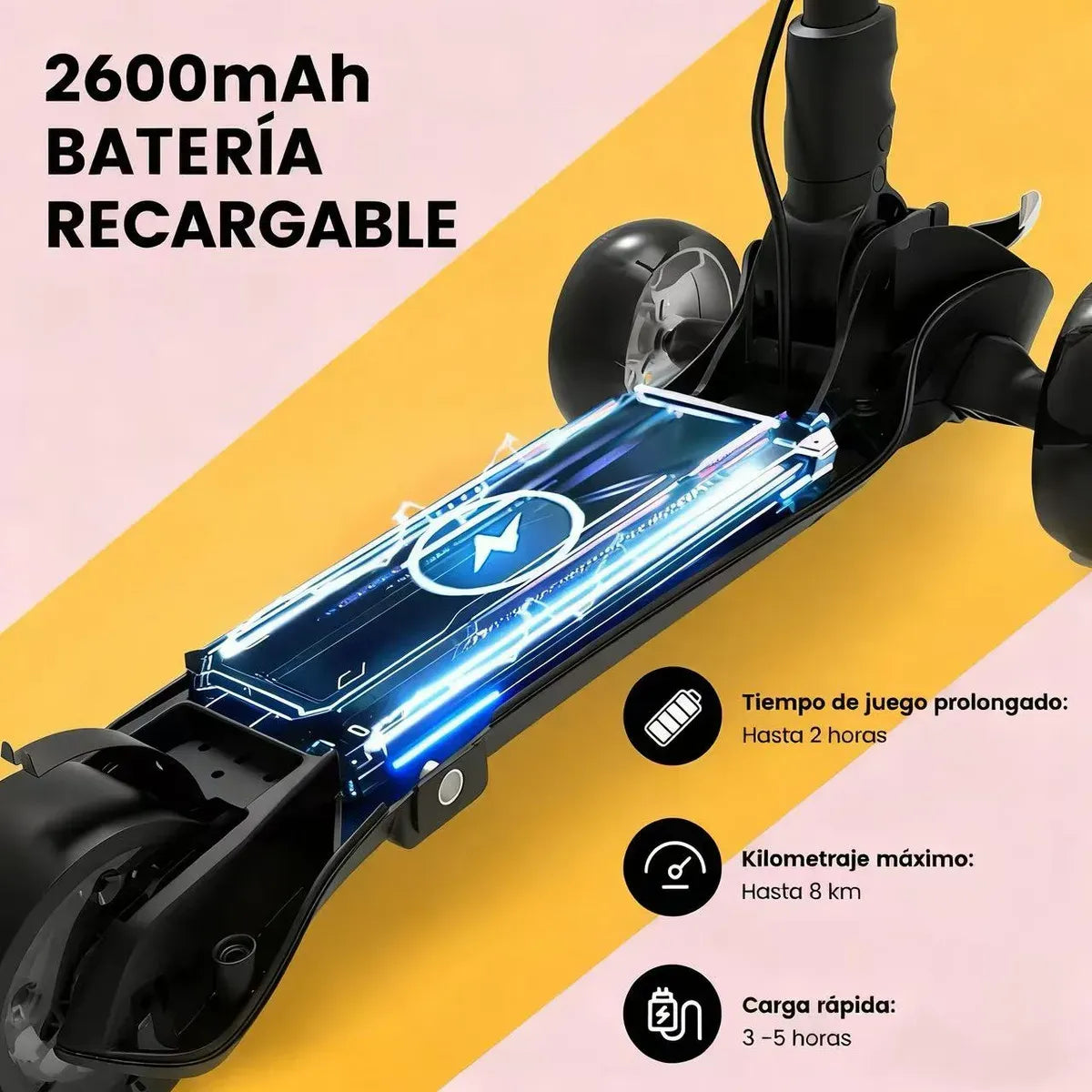 Scooter Eléctrico Patín Plegable B1 iScooter Para Niños 8km/h Motor 80w Con Luz Led Color Blanco Edad 3-7 años