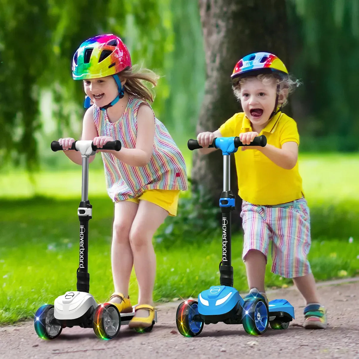 Scooter Eléctrico Patín Plegable B1 iScooter Para Niños 8km/h Motor 80w Con Luz Led Color Blanco Edad 3-7 años